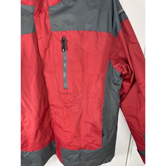 Hydro-Tech Technical Fabric System Mens Red & Gray Hooded Jacket Size L - Picture 3 of 9